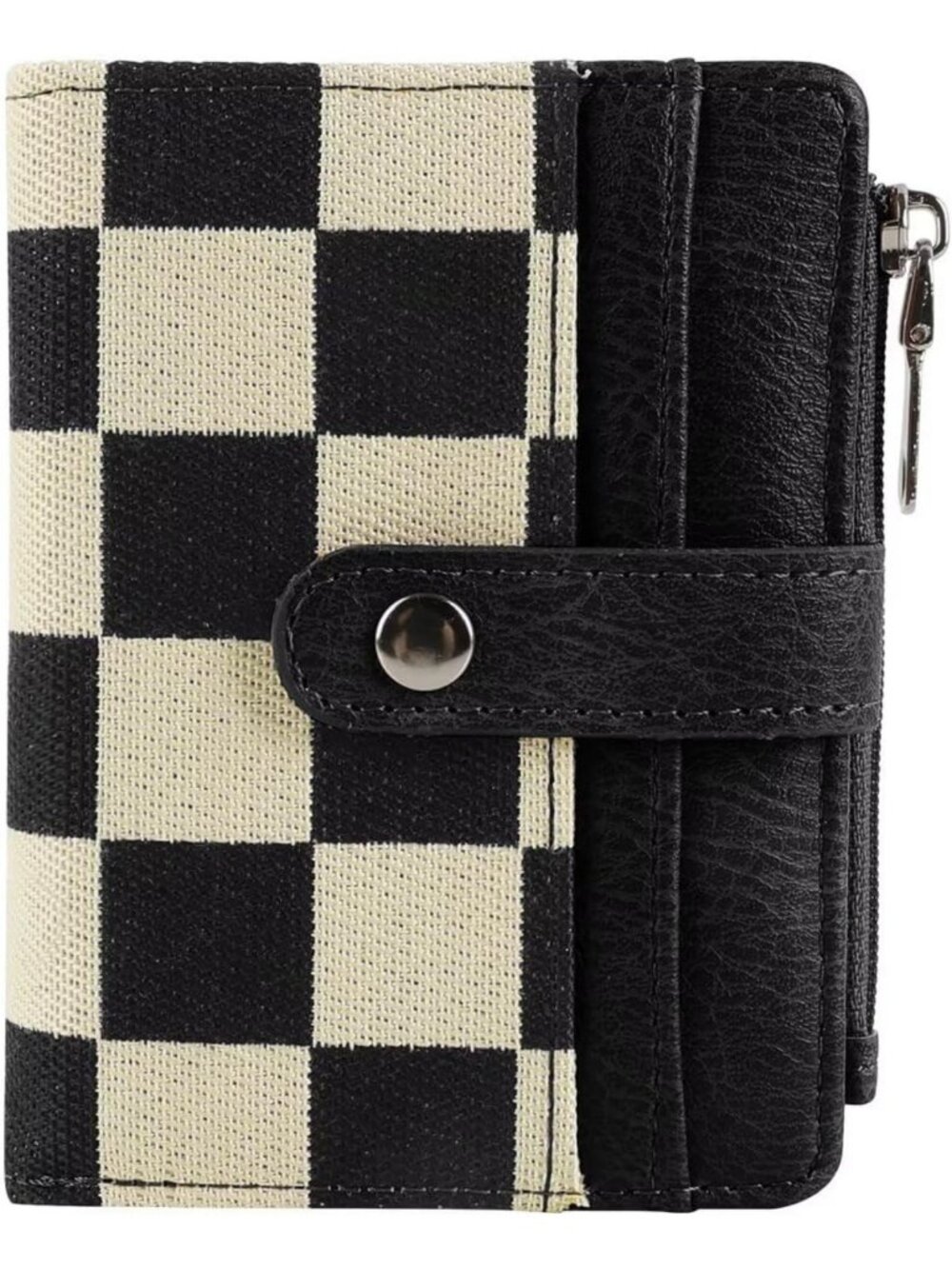Cute Checkered Bifold Wallet for Women, RFID Blocking, Compact Card Holder with